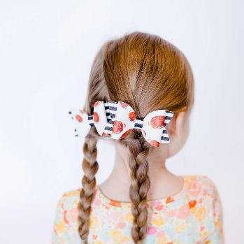 3.5" Football and Stripes Faux Leather Hair Bow Clip