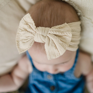 Everyday Neutral Cable Knit Baby Nylon Headbands