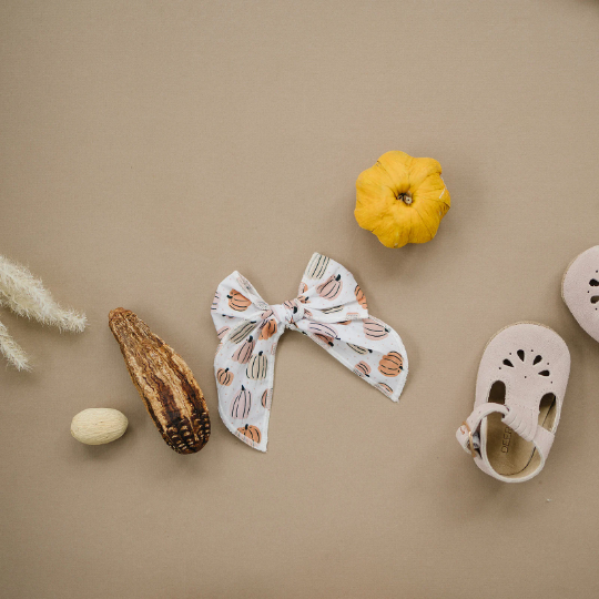 Fall Pumpkin Patch Serged Cotton Bow