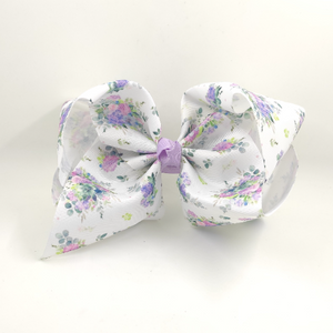 Lilac Blooms and Succulent 7” Grosgrain Bow