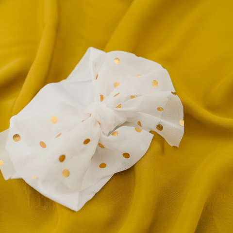 Golden Polka Dot Bow Nylon Headbands