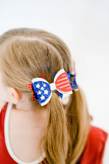 Glitter Patriotic 4" Hair Bow Fourth of July