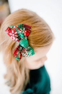 Christmas Plaid Snowflake Hair Bow