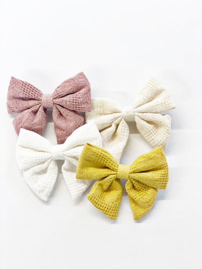 Vintage Linen 3” Cotton Hair Bow