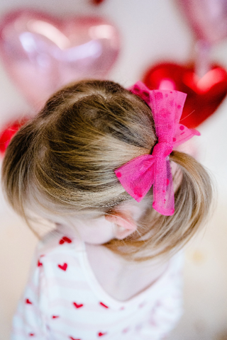 Dotted Flocked Tulle Hair Bows