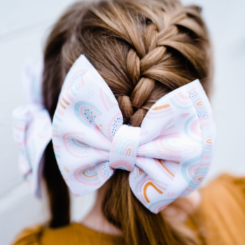 6” Double Puff Rainbow Bow Clips