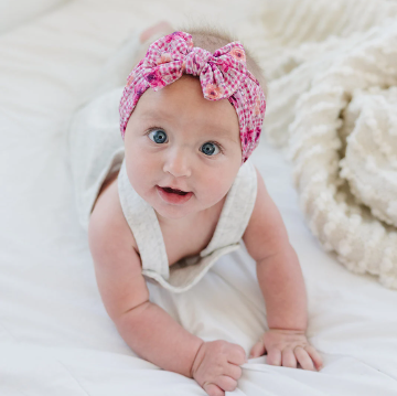 Crimson Floral Plaid Baby Nylon Headband