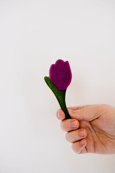 Velvet Flocked Flower Claw Clip - Purple