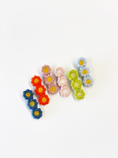 Set of 6 Crochet Flower Hairclips