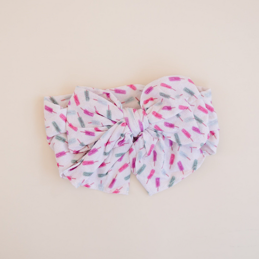 Big Bow Watercolor Summer Popsicle Nylon Headband