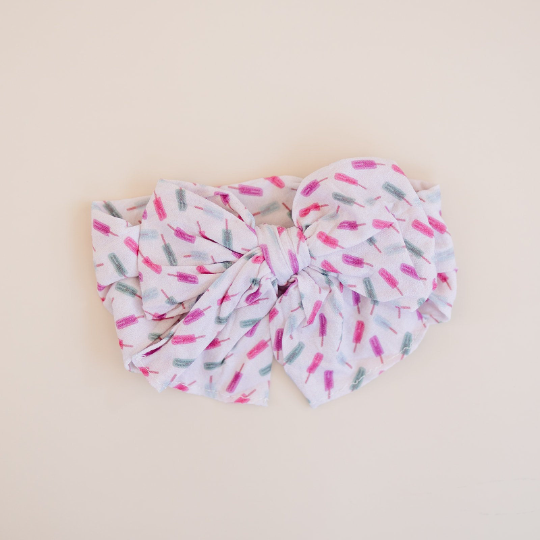 Big Bow Watercolor Summer Popsicle Nylon Headband