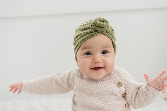 Knotted Waffle Knit Baby Turban