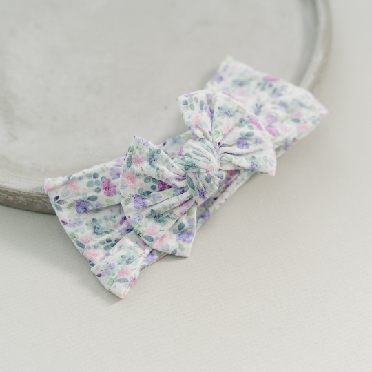 Lilac Blooms and Succulents Nylon Headband