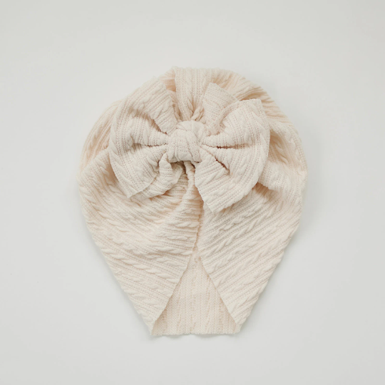 Woven Cable Knit Bow Baby Turban