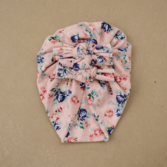 Blush Floral Triple Bow Baby Turban