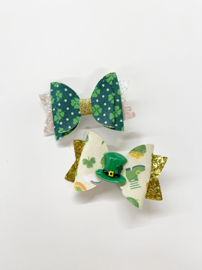 3” Faux Leather St. Patrick’s Day Hair Bow