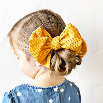 Mustard Dottie Knottie Bows - Golden Dot Lane