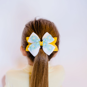 5" Little Daisy Glitter and Grosgrain Hair Bow Clip