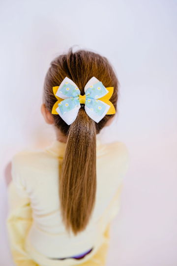 5" Little Daisy Glitter and Grosgrain Hair Bow Clip