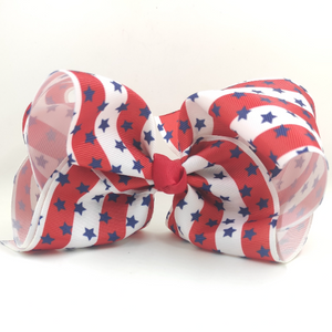 Stars and Stripes Fourth of July 7” Pattern Grosgrain Bow