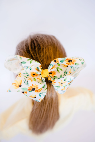 Watercolor Sunflowers 7" Grosgrain Hair Bow