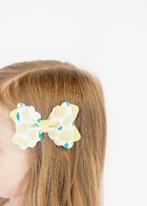 4" Scalloped Lemons Faux Leather Hair Bow