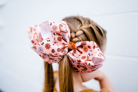 Halloween Skulls + Rainbows 7” Grosgrain Hair Bow