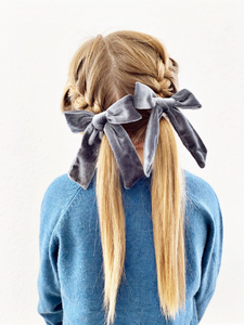 Long Velvet Bows - Clips + Headbands - Golden Dot Lane