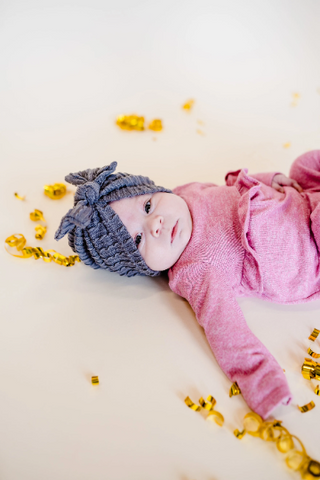 Cable Knit Bow Baby Turban
