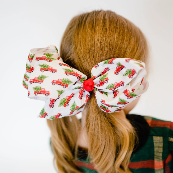 Classic Christmas Trees and Trucks 7” Grosgrain Hair Bow