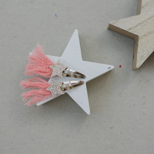 Set of Two Golden Blush Shooting Star Snap Clips