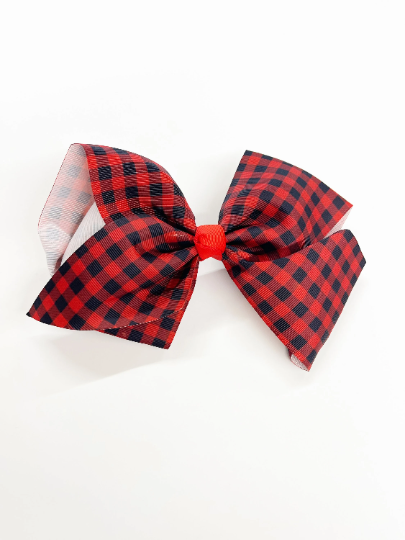 Red Buffalo Plaid 7” Grosgrain Hair Bow