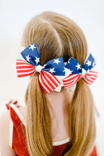 5" Stars and Stripes Grosgrain and Glitter Hair Bow