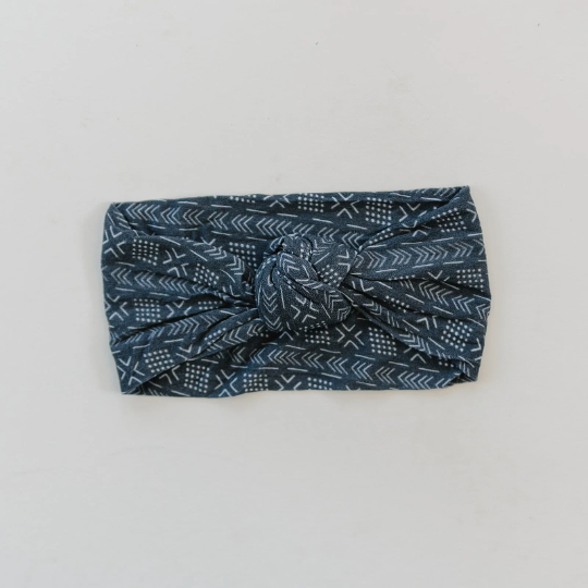 Knotted Black Mudcloth Pattern Baby Nylon Headband