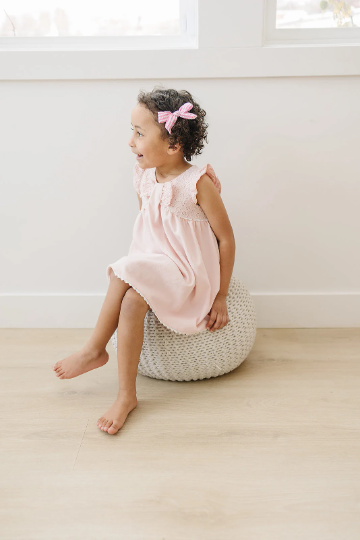 Pink Seersucker Stripe Cotton Hair Bow