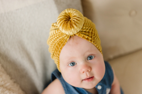 Ribbed Velvet Bun Baby Turban