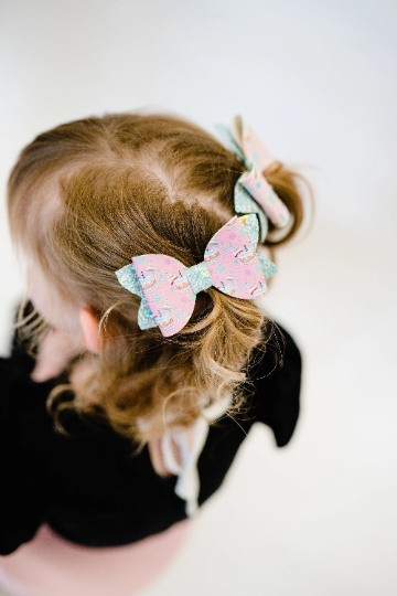 Birthday Party 3.5" Faux Leather Glitter Hair Bow
