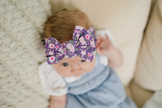 Thick Textured Purple Piggies Nylon Baby Headband