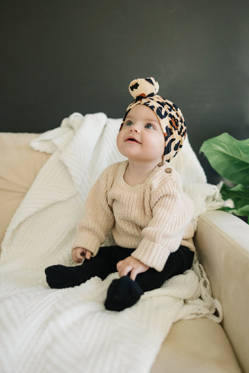 Leopard Print Baby Bun Turban