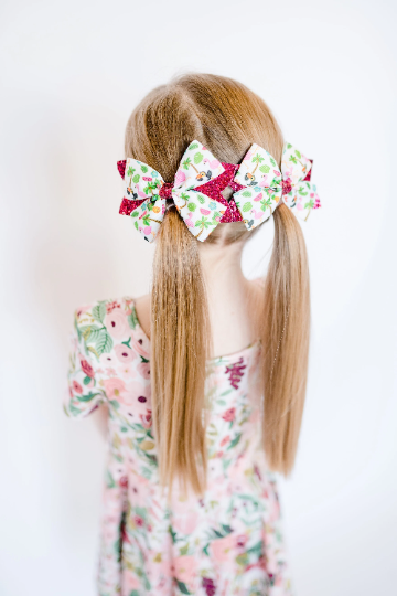 5" Jungle Friends Pink Glitter and Grosgrain Hair Bow