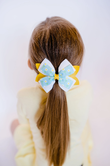 5" Little Daisy Glitter and Grosgrain Hair Bow Clip