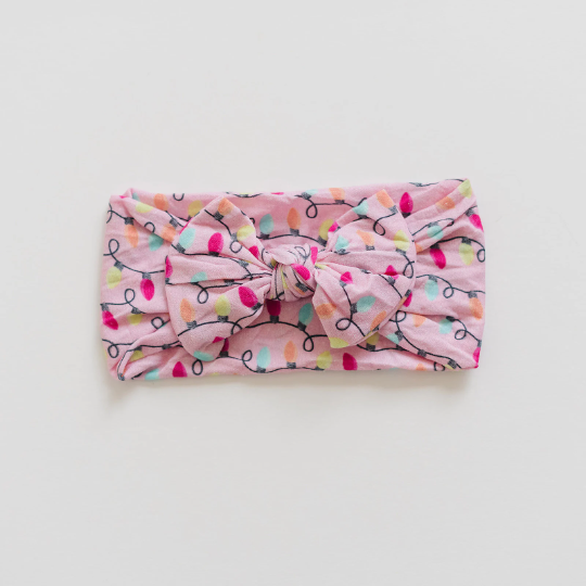 Pink Christmas Lights Nylon Baby Headband