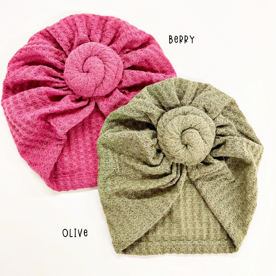 Knotted Waffle Knit Baby Turban