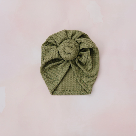 Knotted Waffle Knit Baby Turban