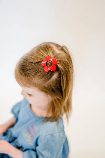 Set of 3 Red White and Blue 4th of July Retro Flower Hair Clips