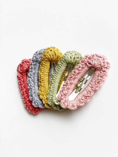 Set of 5 | Crochet Trim Snap Hair Clips