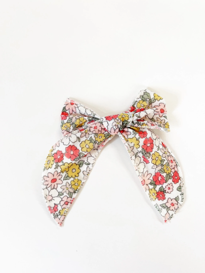 Tiny Trendy Floral Serged Bow