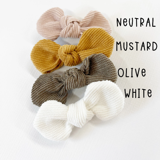 Twisted Round Corduroy Bows