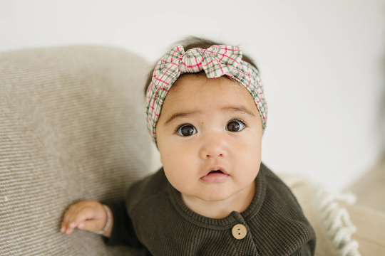 Holly Jolly Christmas Plaid Nylon Baby Headband
