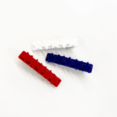 Set of 3 Red White and Blue 4th of July Acrylic Hair Clips